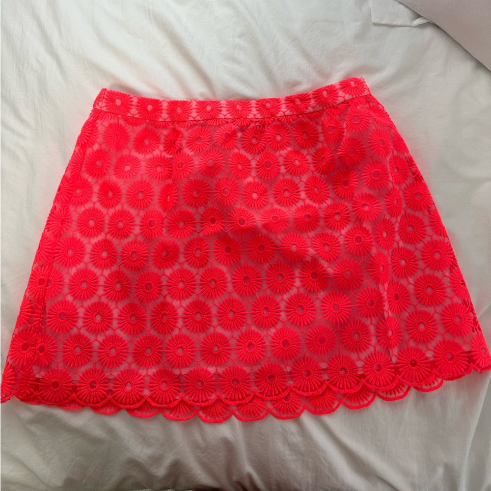 Lilly Pulitzer Neon Coral Eyelet A-Line Skirt